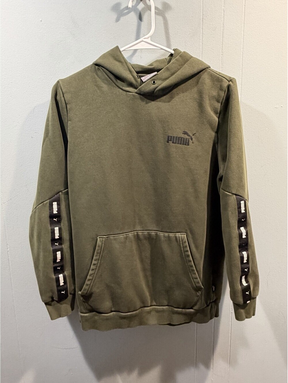 Mens Puma Pullover Hoodie Size Small Olive Green